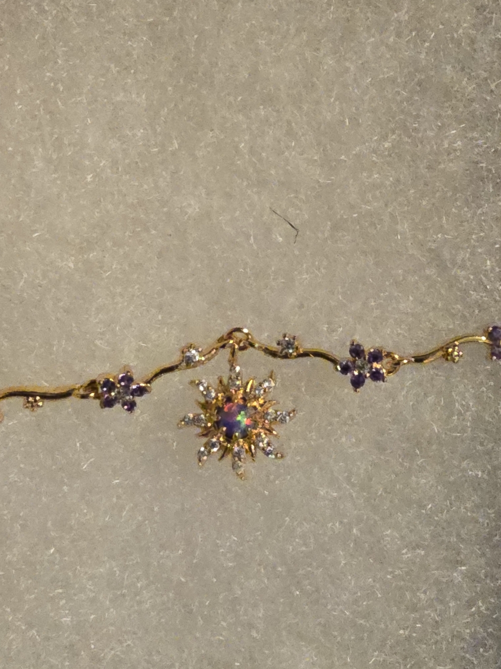 Disney Gold-Tone Necklace with Purple Flowers and Tangled Starburst Pendant